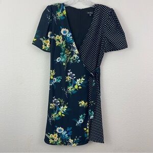 Anthropologie Lea & Viola Polka Dot & Floral Short Sleeve Dress XS